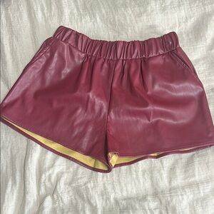 Leather Burgundy Shorts